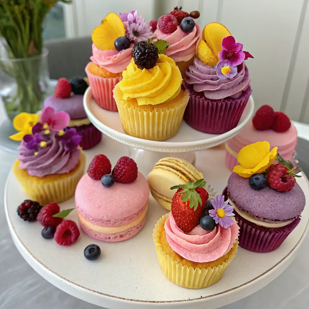 A delightful and colorful dessert display