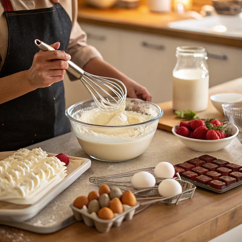Whisking ingredients for desserts